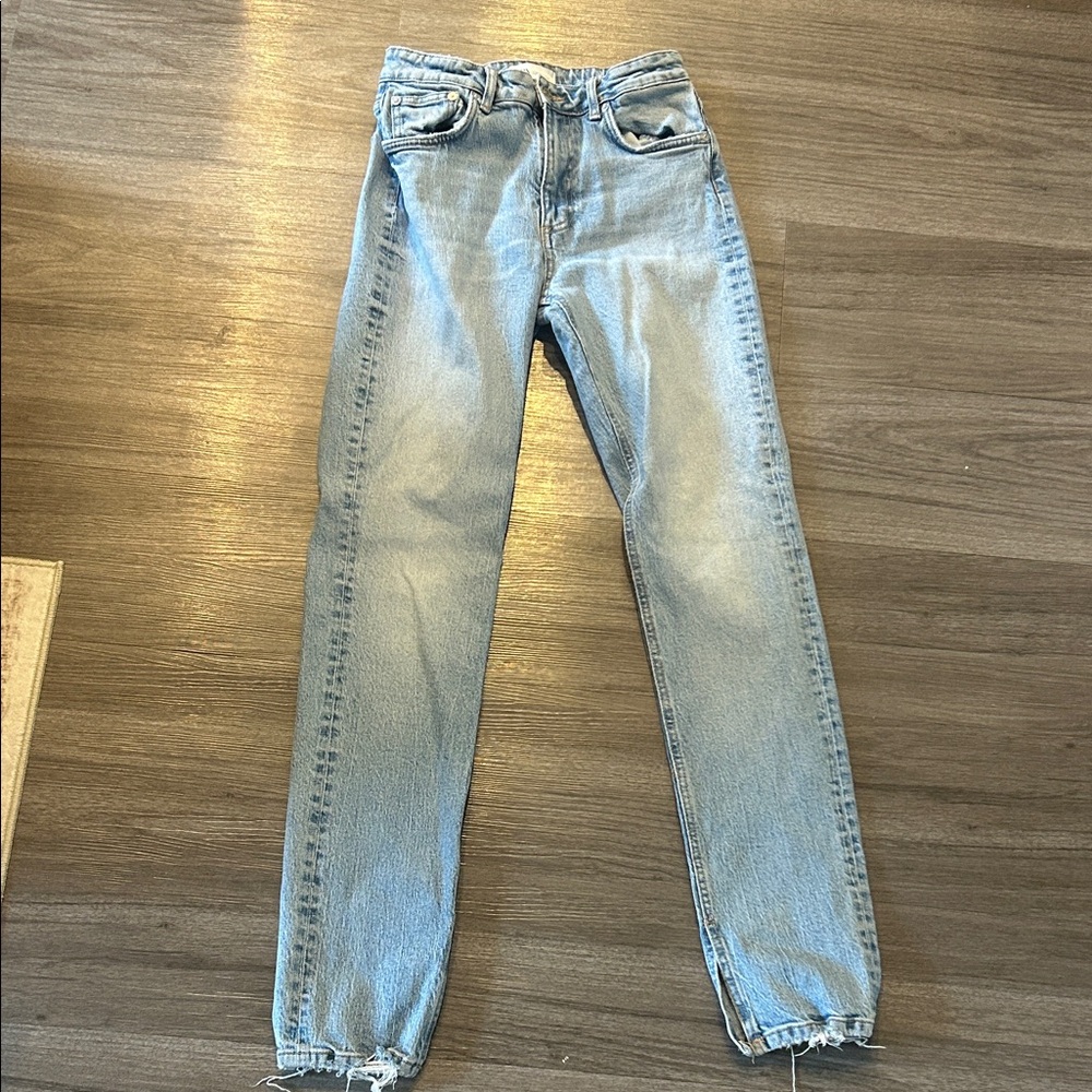 Zara Light Blue Straight Leg Jeans